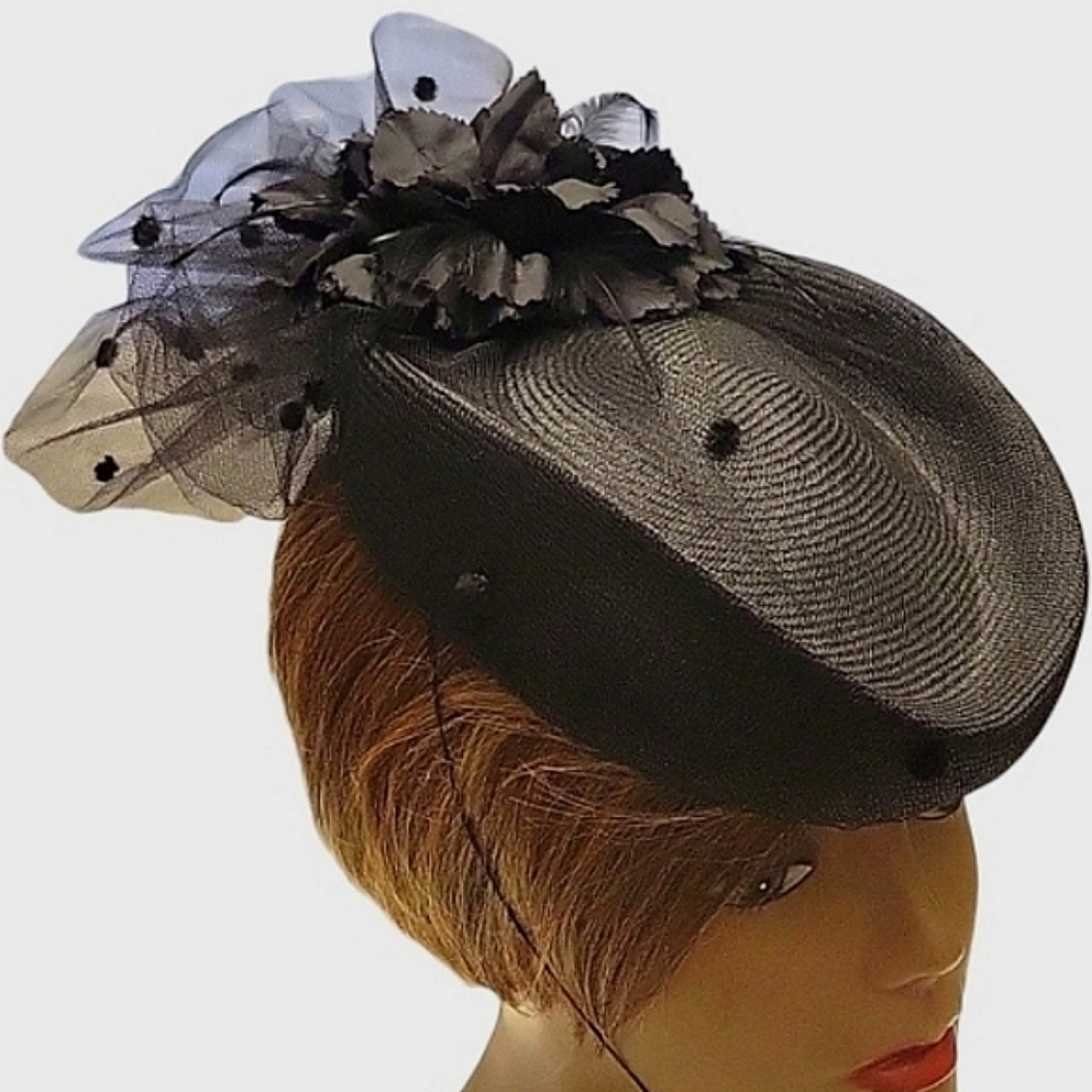 PLAZA SUITE Couture High-quality Woven Blk Straw Hat w/ Stampede Chin Strap NWOT